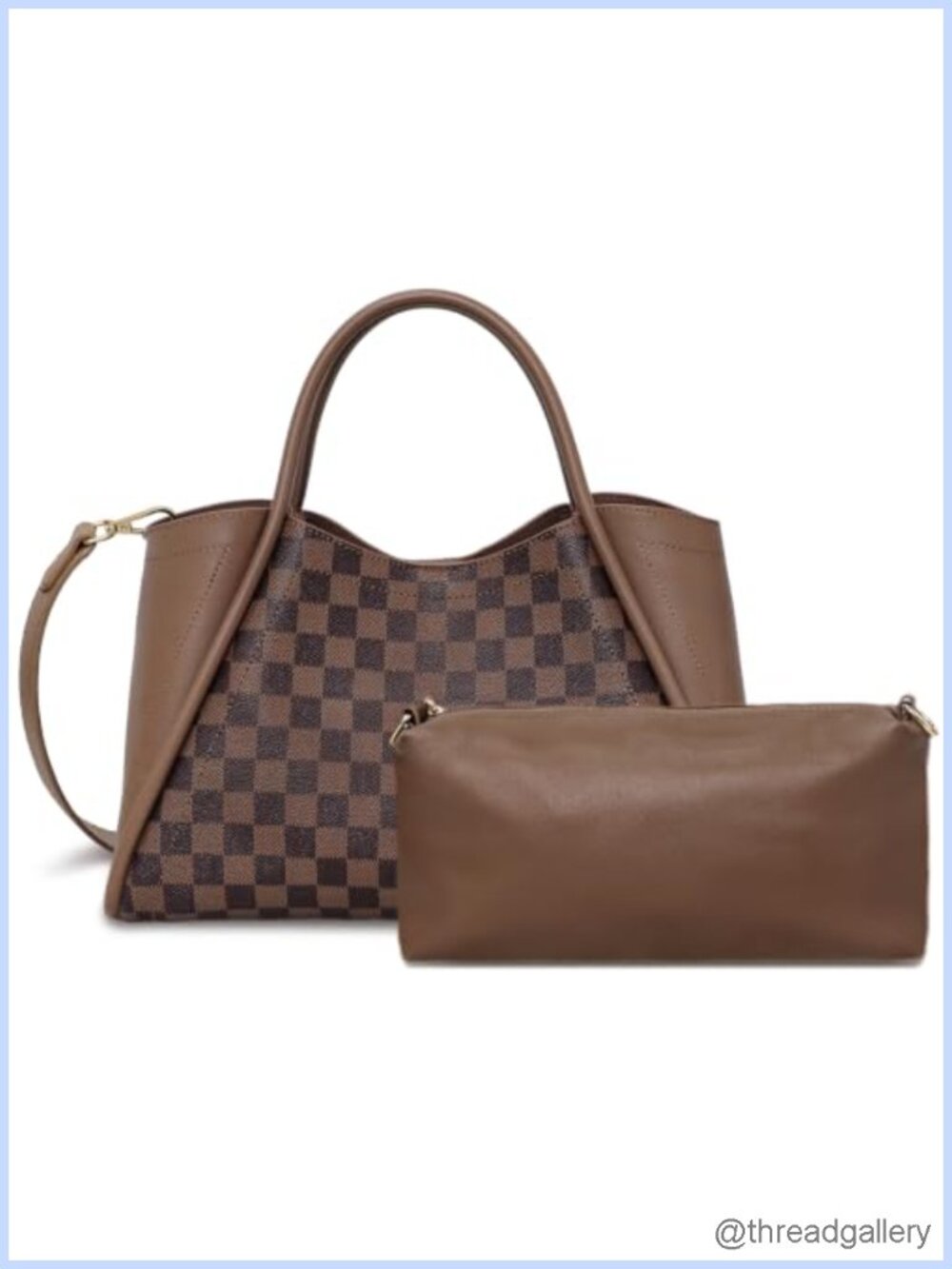 Faux Leather Satchel Handbag Crossbody Purse with Inner Pouch